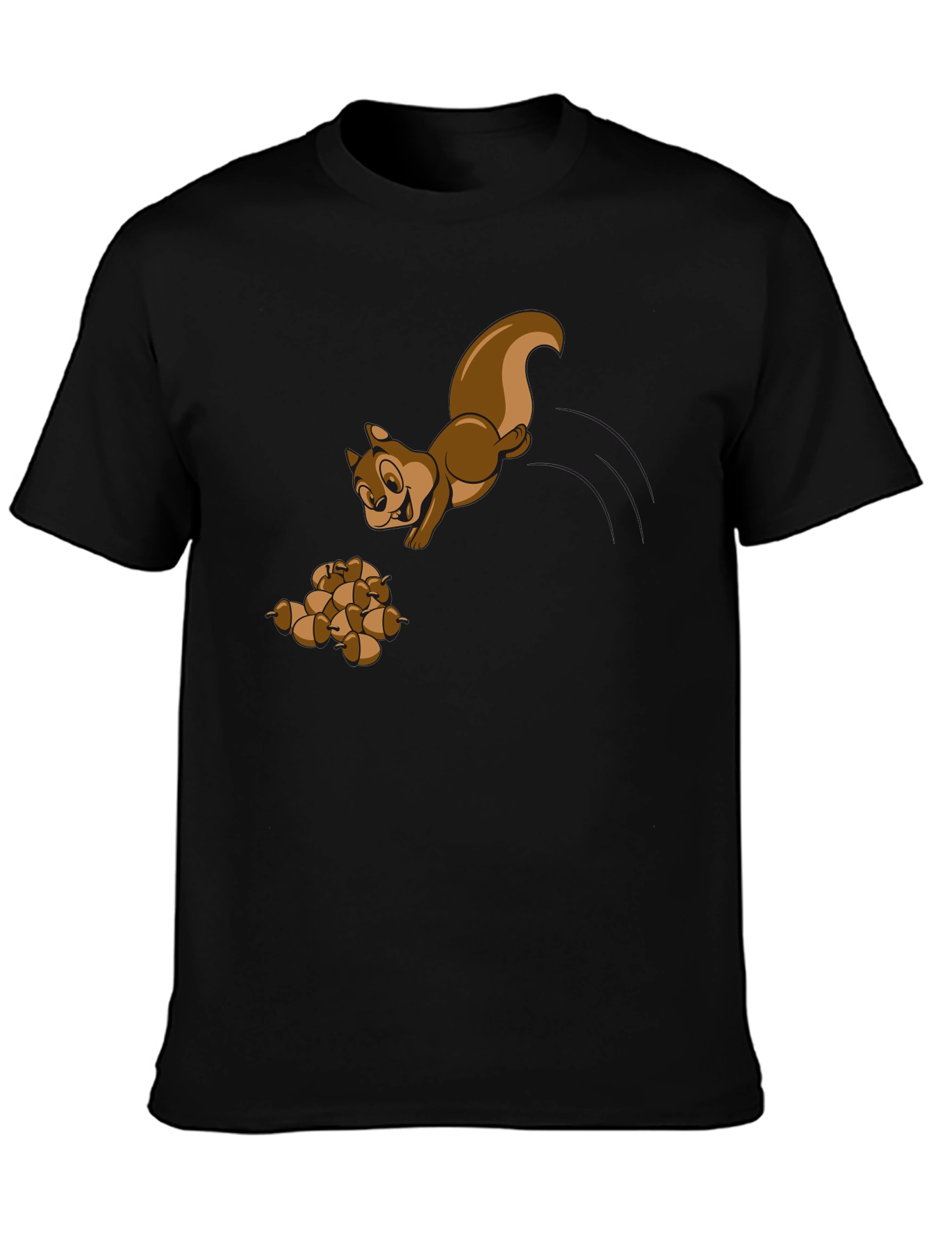 Squirrel and Acorns Graphic Tee - Black
