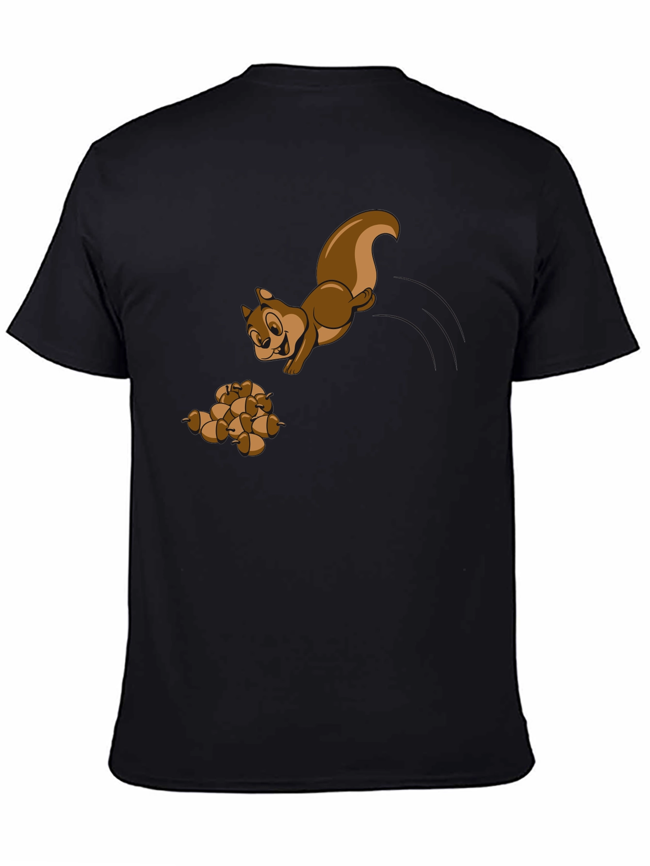 Squirrel and Acorns Graphic Tee - Black
