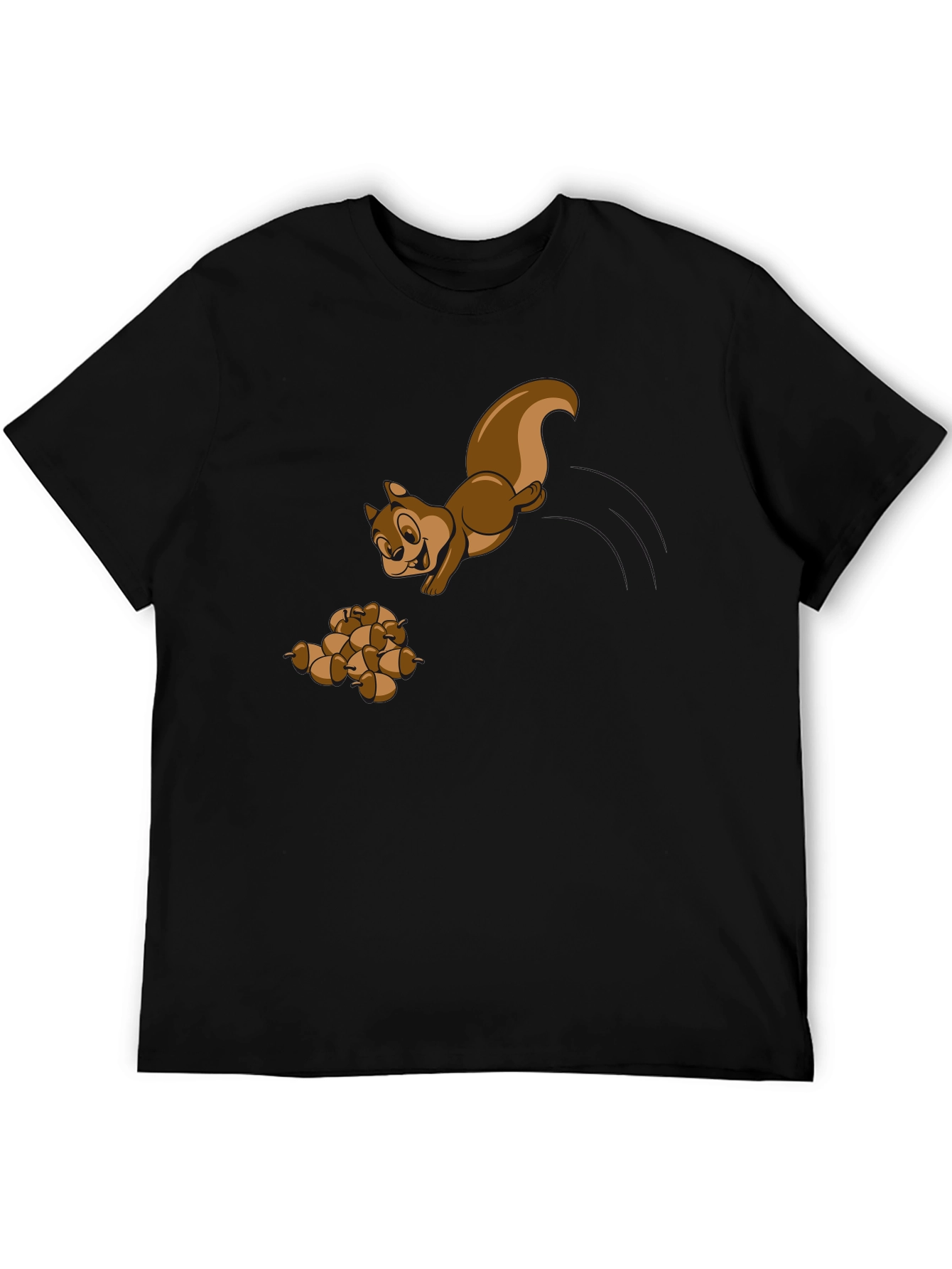 Squirrel and Acorns Graphic Tee - Black