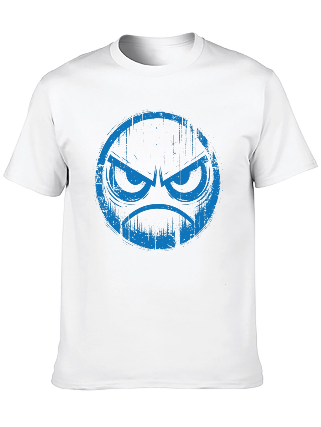 Angry Blue Emoji Graphic Black T-Shirt