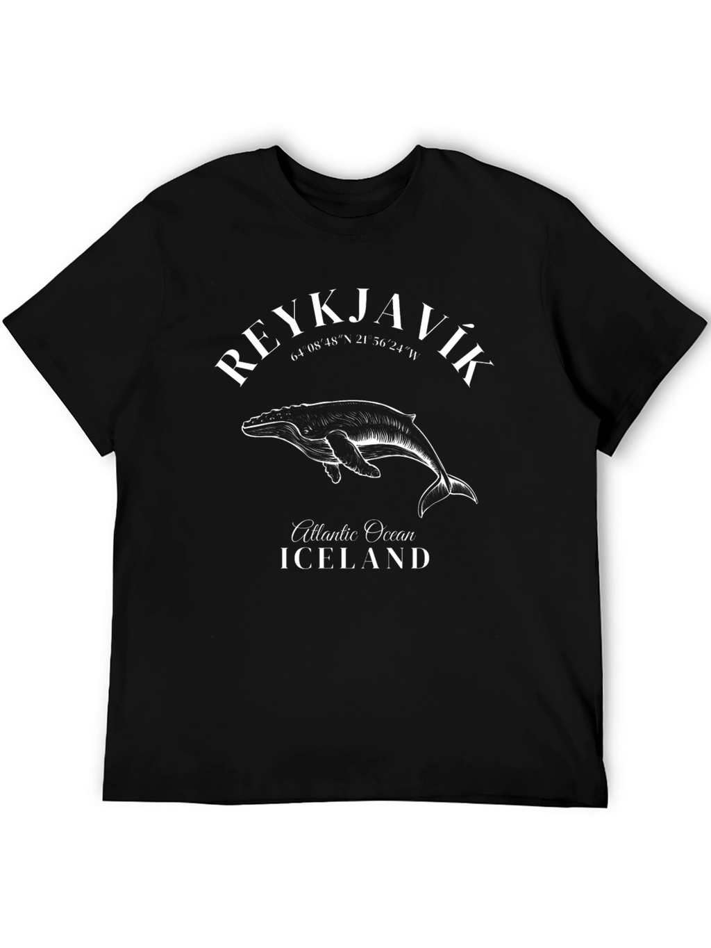 Reykjavik Iceland Whale Graphic Tee - Black