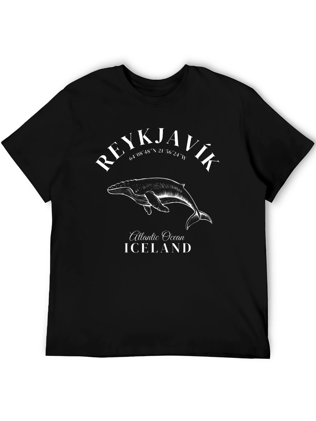 Reykjavik Iceland Whale Graphic Tee - Black