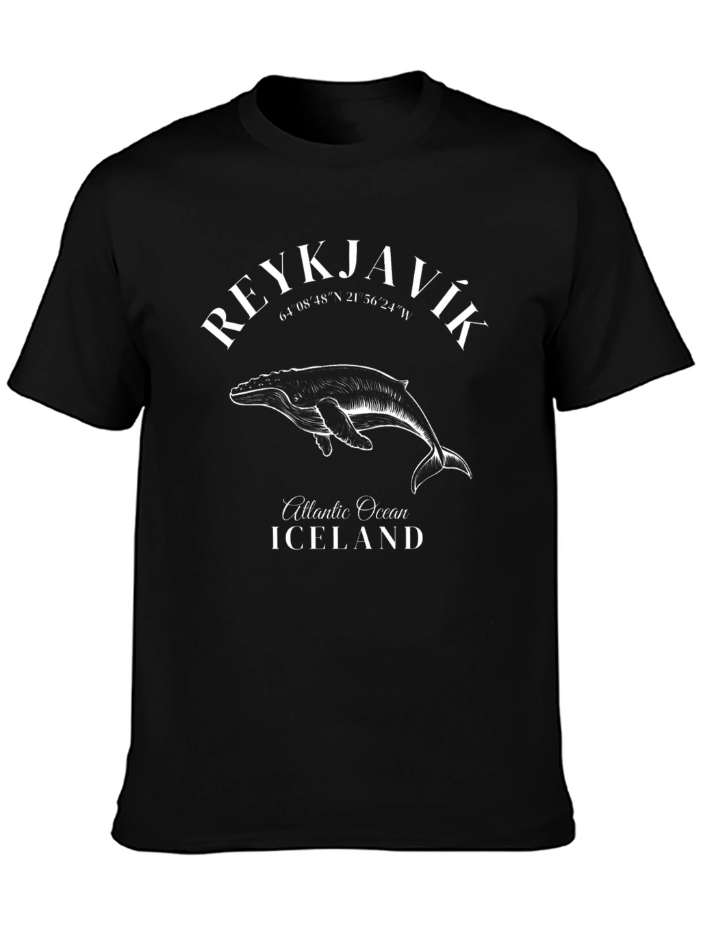 Reykjavik Iceland Whale Graphic Tee - Black