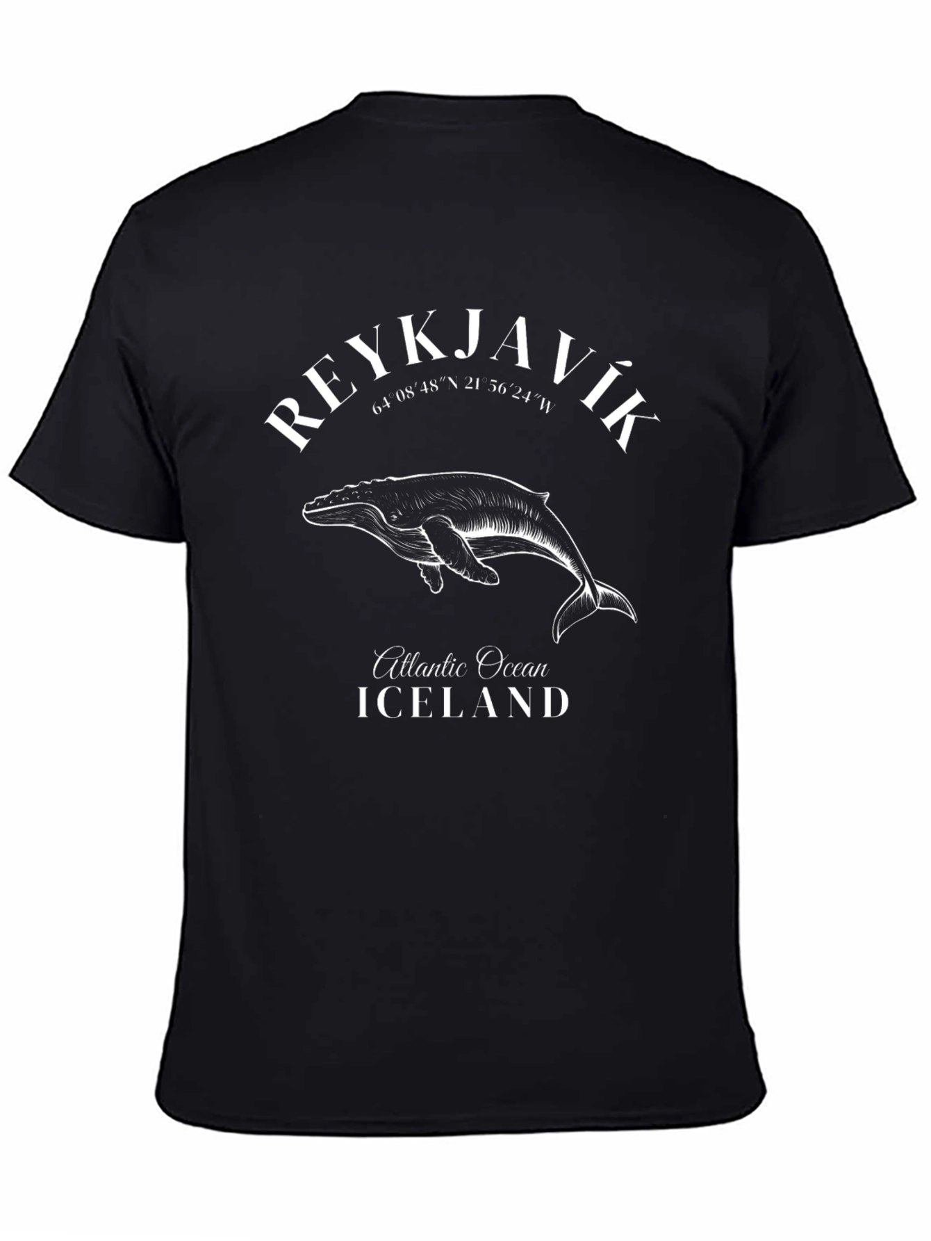 Reykjavik Iceland Whale Graphic Tee - Black
