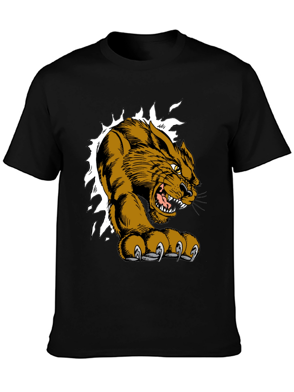 Black T-Shirt with Fierce Cougar Graphic