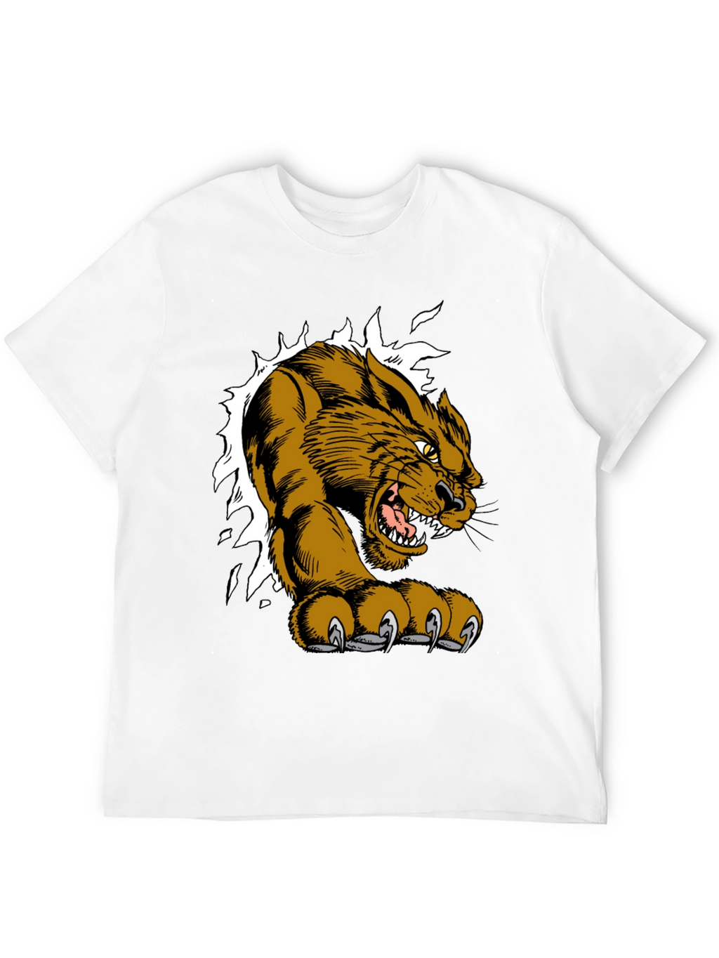 Black T-Shirt with Fierce Cougar Graphic