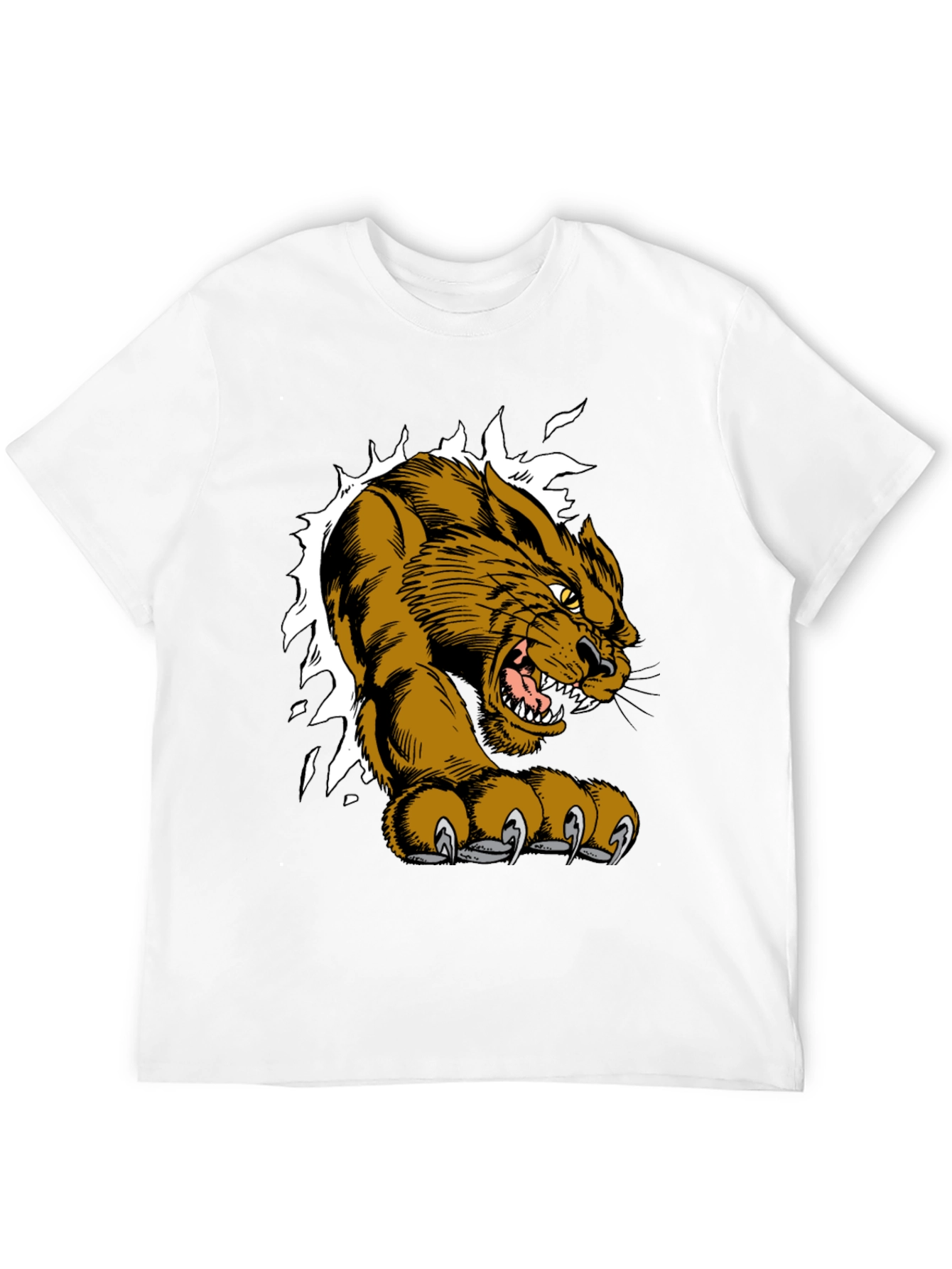 Black T-Shirt with Fierce Cougar Graphic