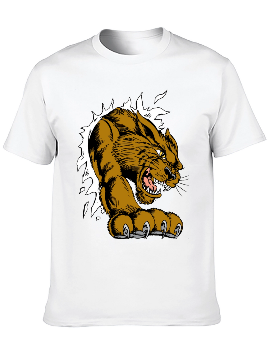 Black T-Shirt with Fierce Cougar Graphic