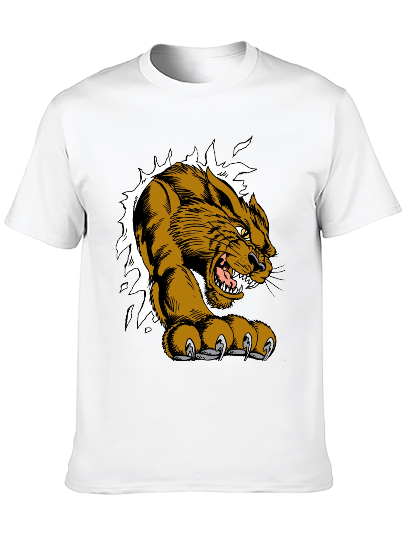 Black T-Shirt with Fierce Cougar Graphic
