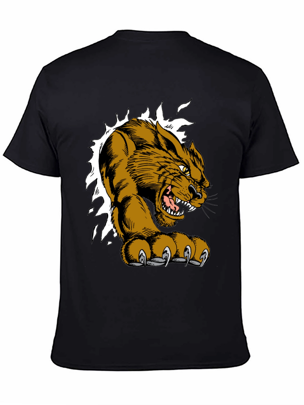 Black T-Shirt with Fierce Cougar Graphic