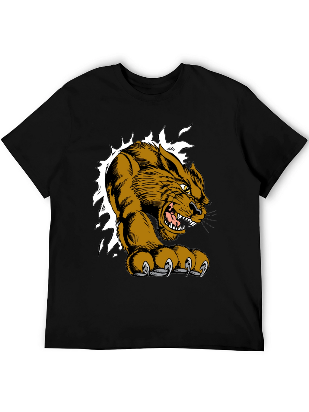 Black T-Shirt with Fierce Cougar Graphic