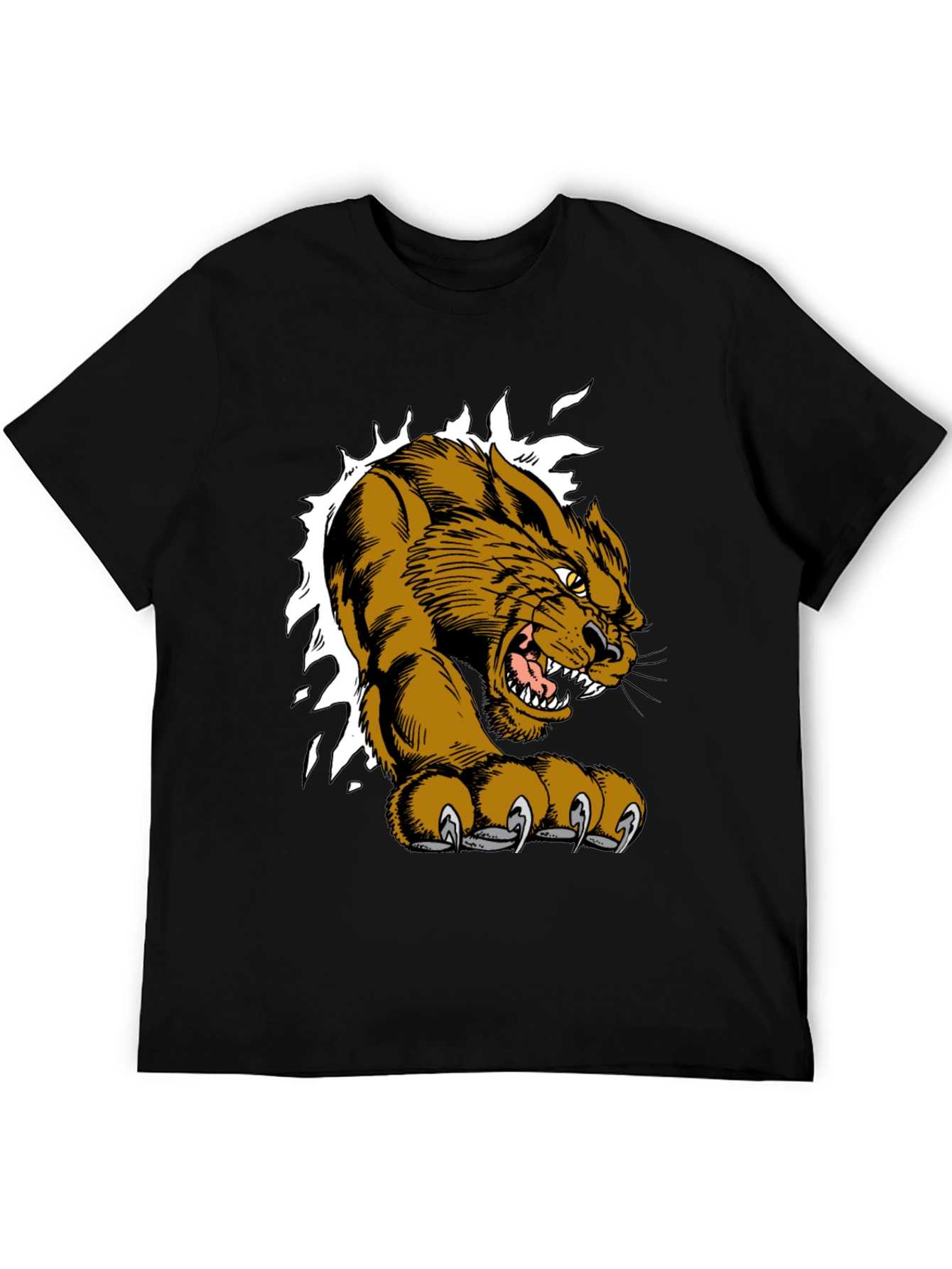Black T-Shirt with Fierce Cougar Graphic