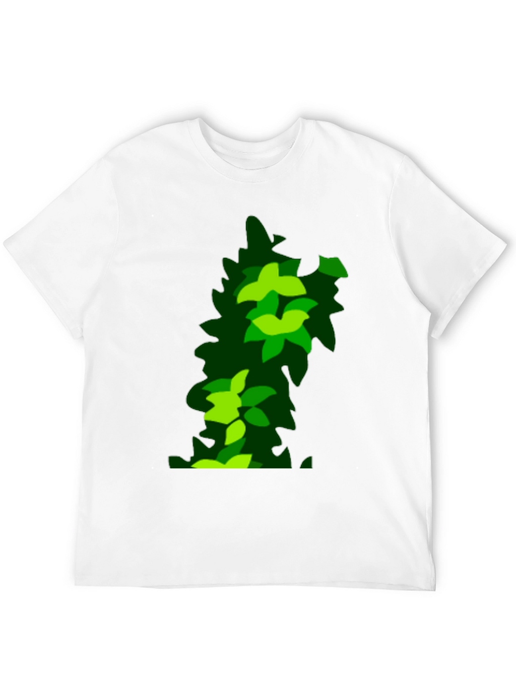 Green Leaf Pattern Black T-Shirt