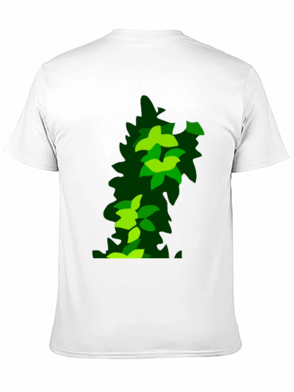Green Leaf Pattern Black T-Shirt