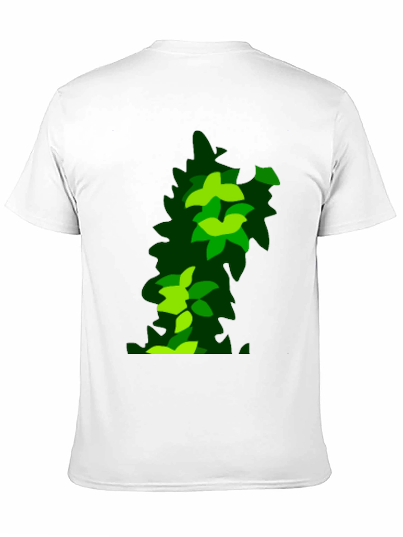 Green Leaf Pattern Black T-Shirt