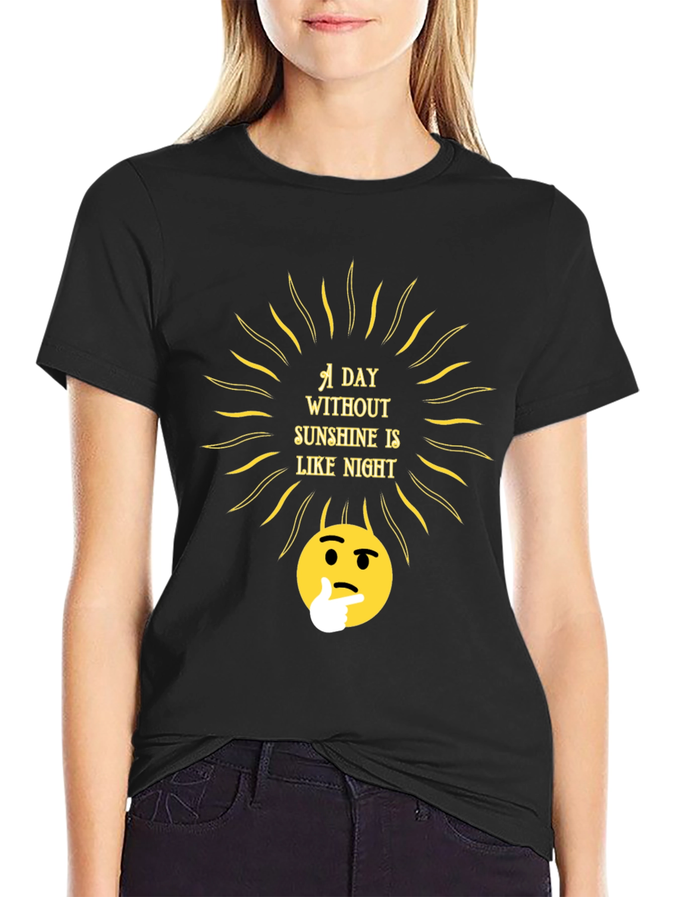 Sunshine Thought T-Shirt - Black Crew Neck