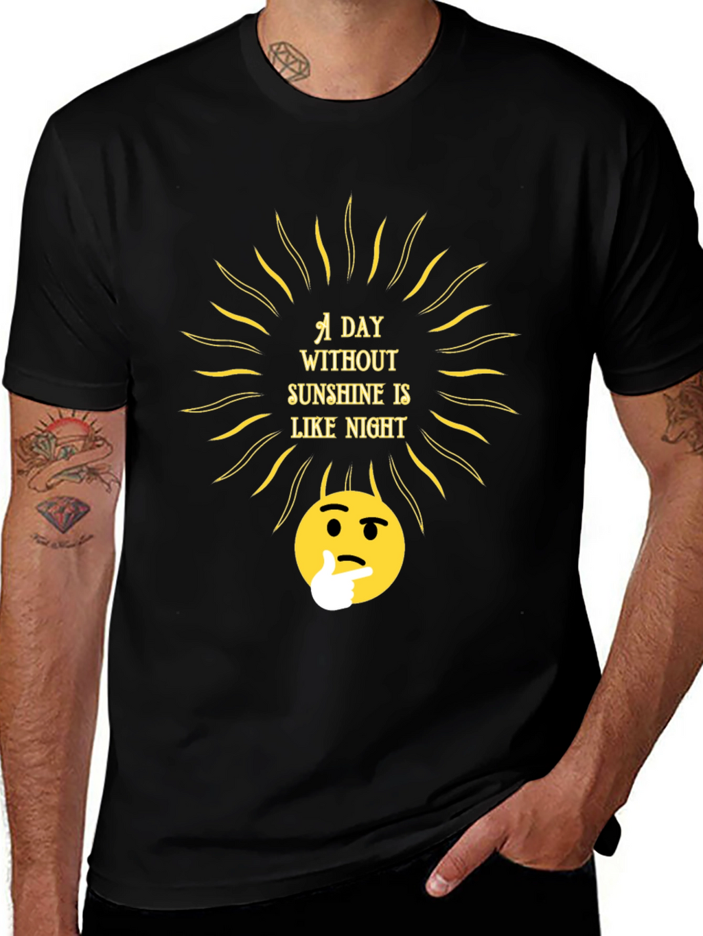 Sunshine Thought T-Shirt - Black Crew Neck