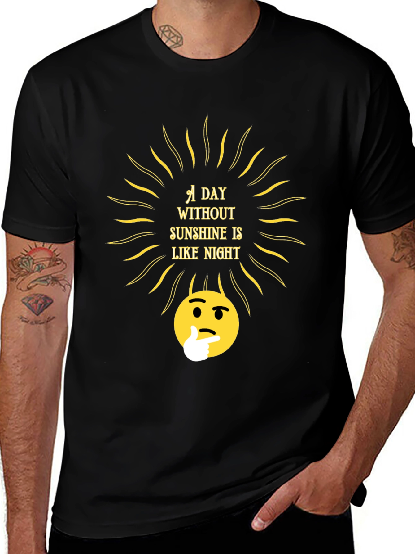 Sunshine Thought T-Shirt - Black Crew Neck