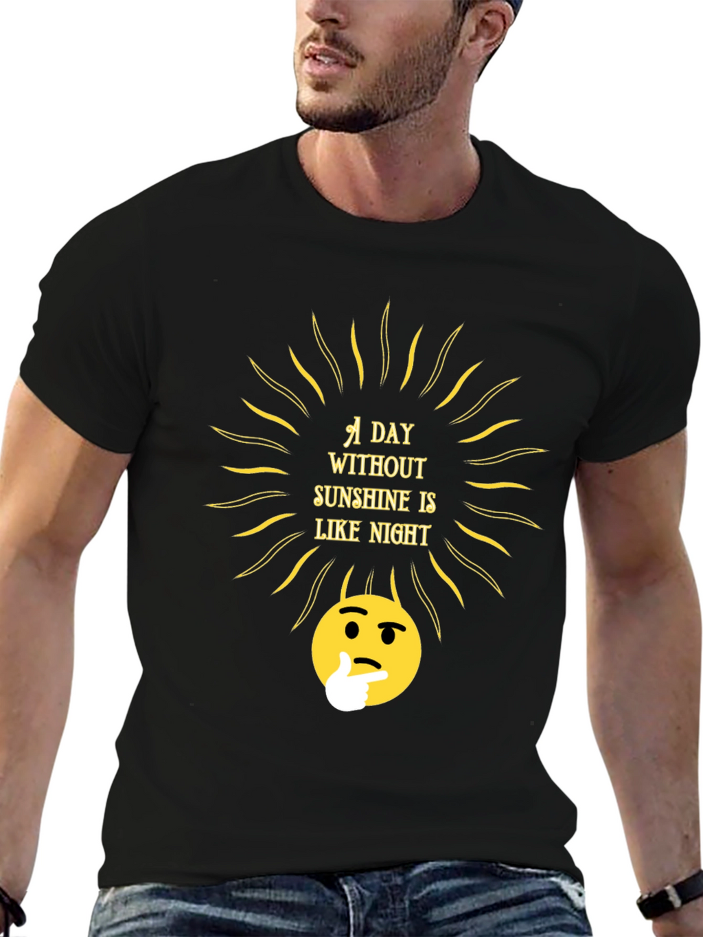 Sunshine Thought T-Shirt - Black Crew Neck