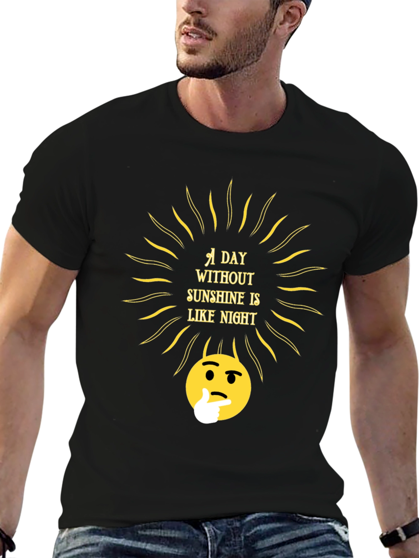 Sunshine Thought T-Shirt - Black Crew Neck