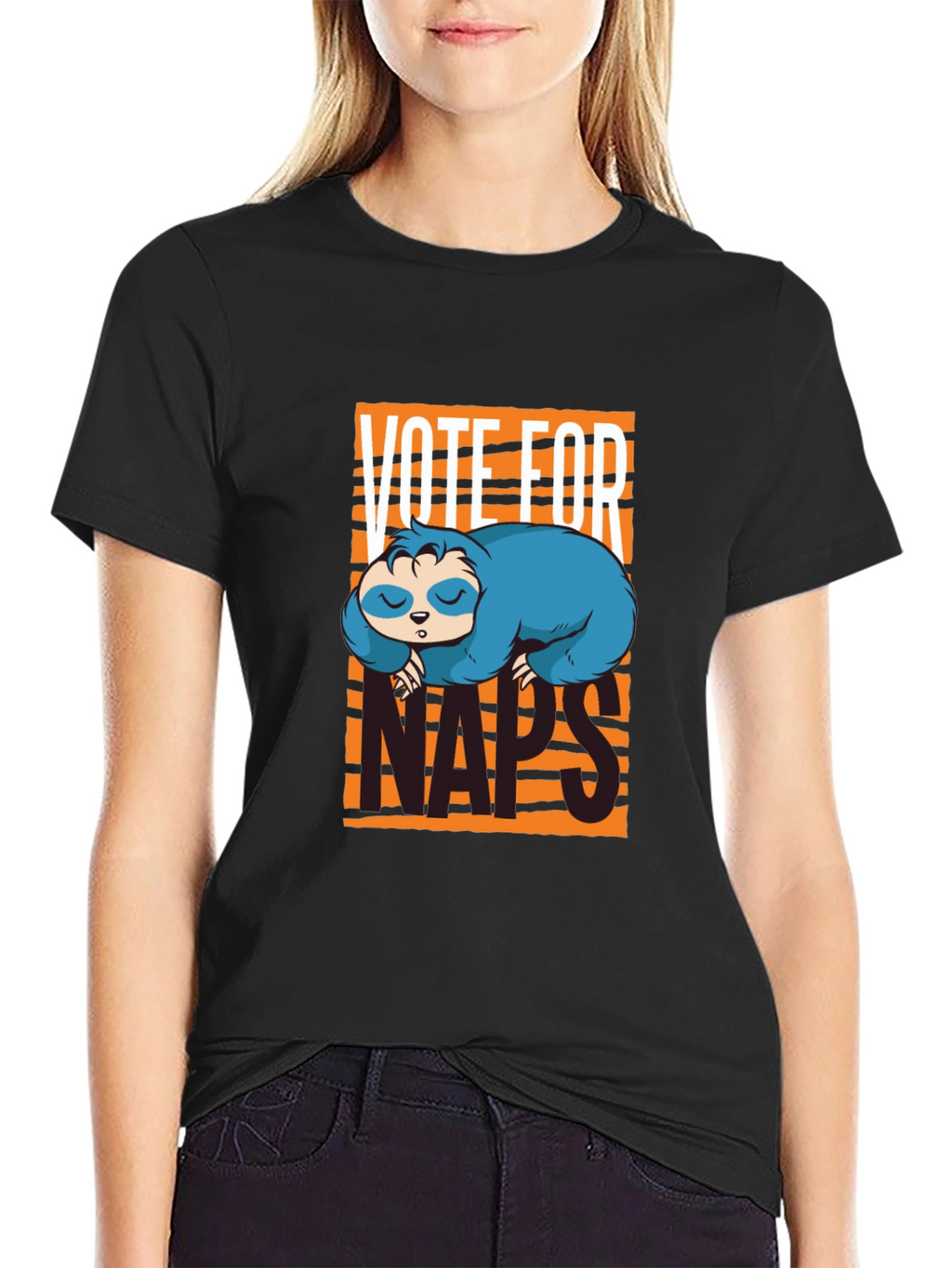 Vote For Naps Sloth Graphic T-Shirt