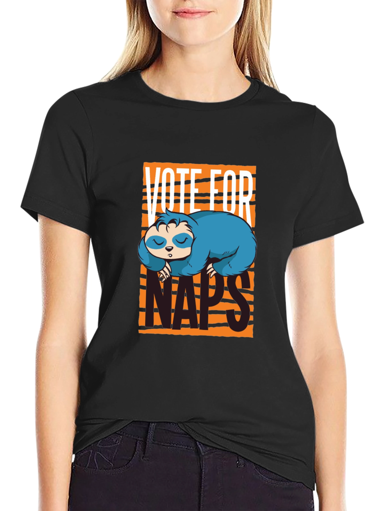 Vote For Naps Sloth Graphic T-Shirt