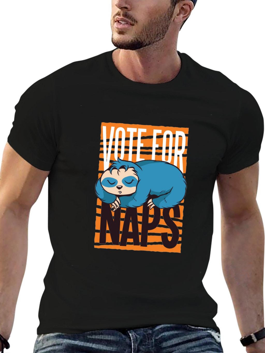 Vote For Naps Sloth Graphic T-Shirt