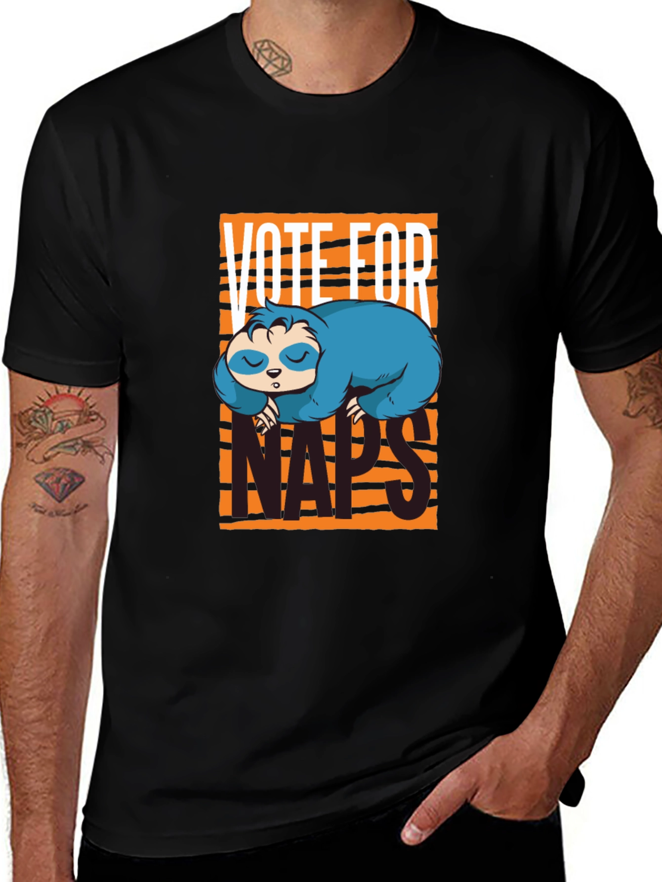 Vote For Naps Sloth Graphic T-Shirt