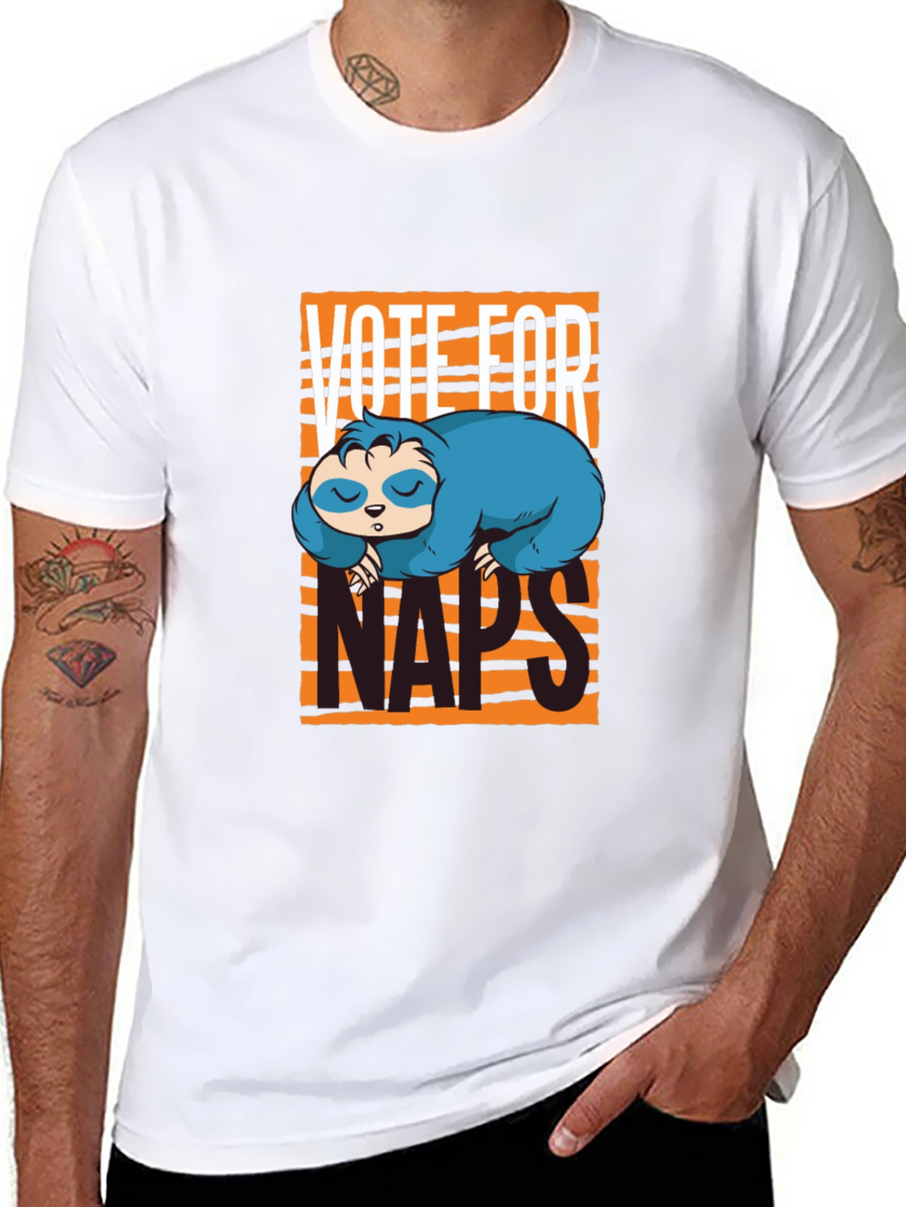 Vote For Naps Sloth Graphic T-Shirt