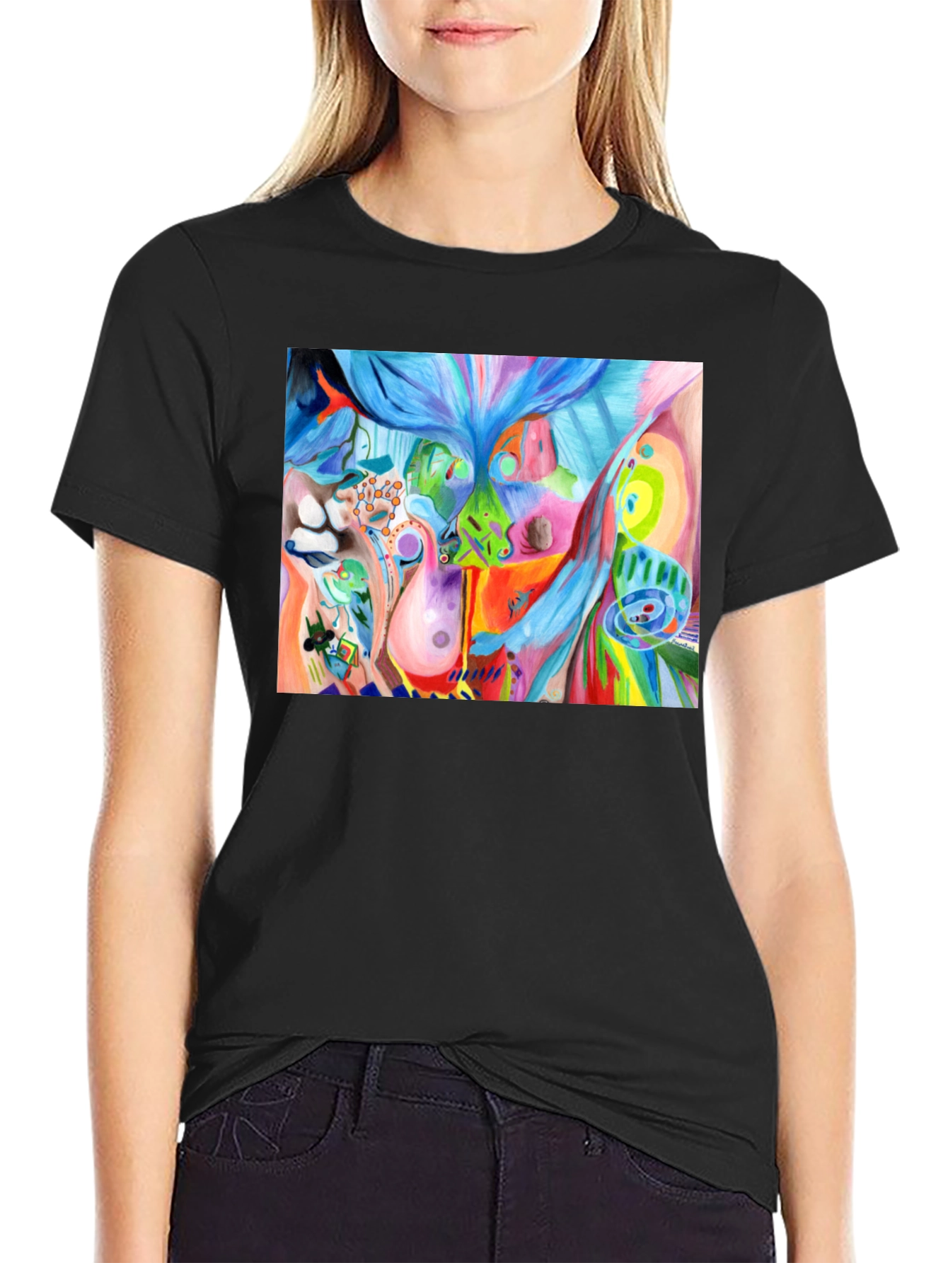Abstract Art Graphic Tee - Unisex Black T-Shirt