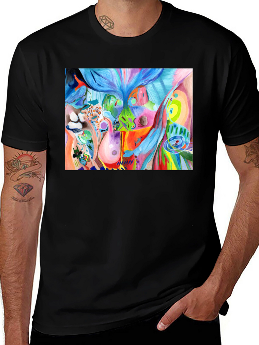 Abstract Art Graphic Tee - Unisex Black T-Shirt