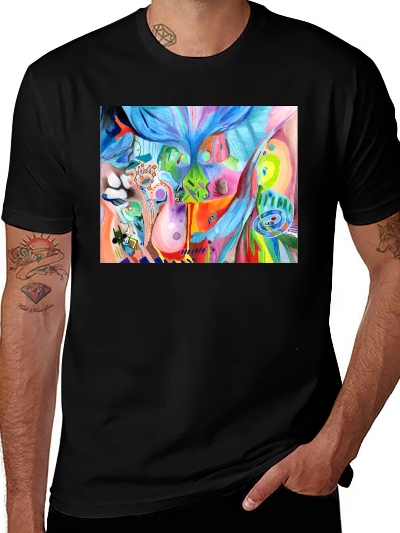 Abstract Art Graphic Tee - Unisex Black T-Shirt