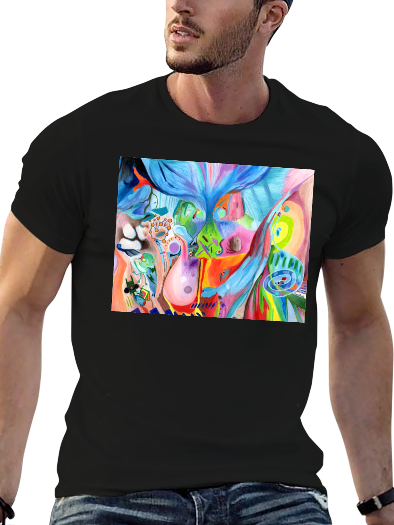 Abstract Art Graphic Tee - Unisex Black T-Shirt