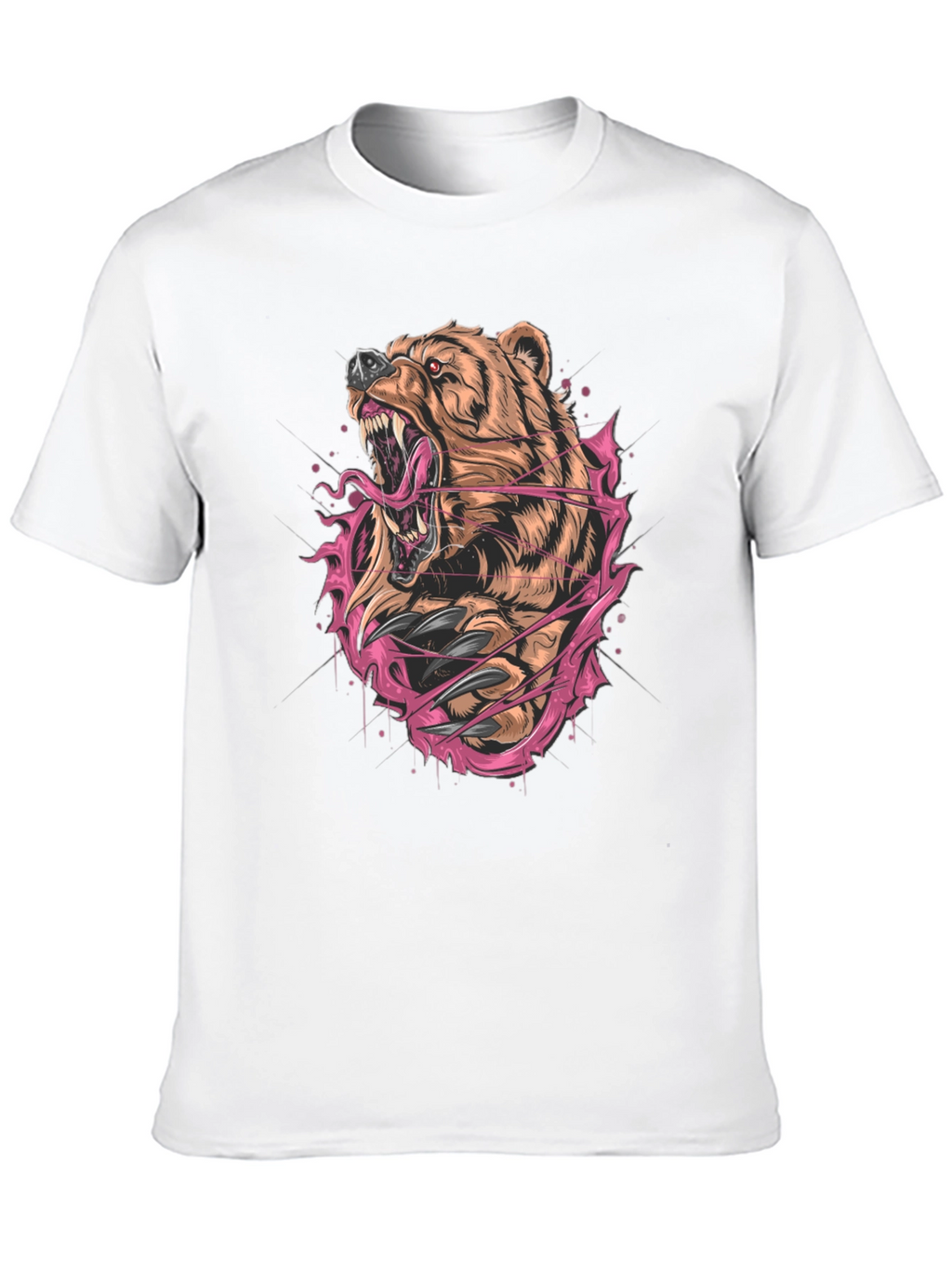 Bear Graphic Print Black T-Shirt