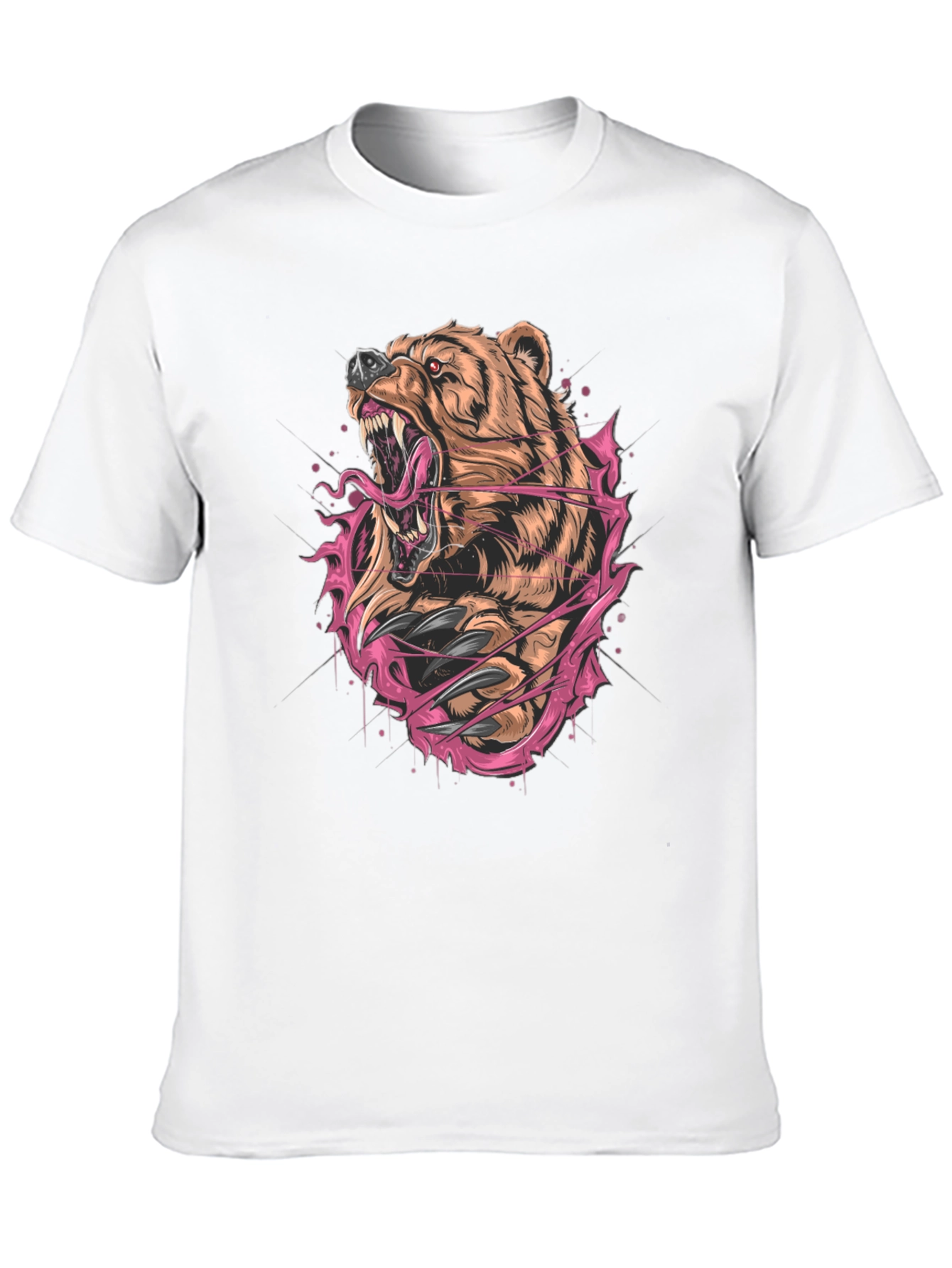 Bear Graphic Print Black T-Shirt