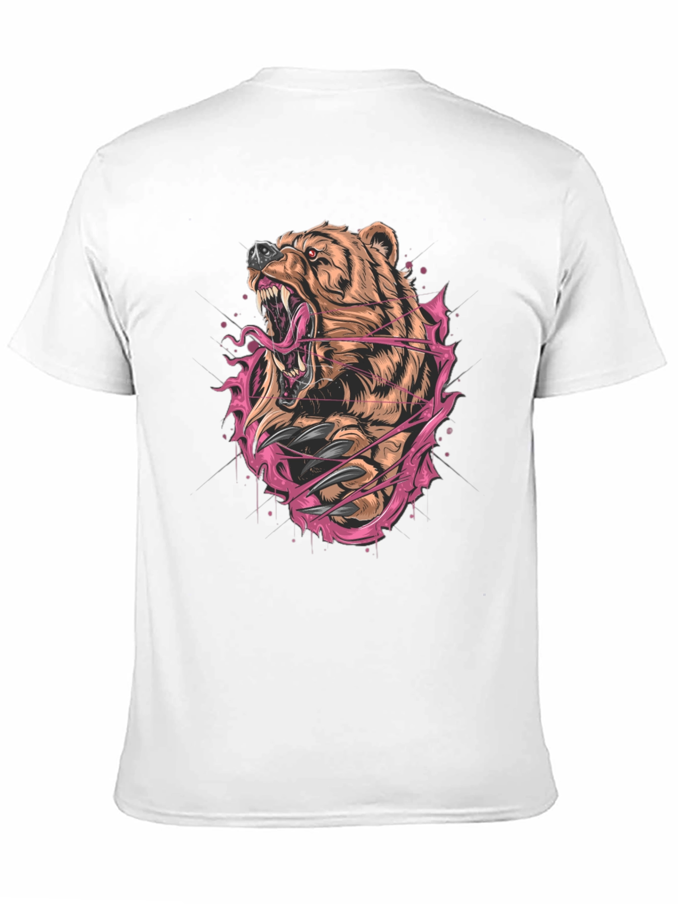 Bear Graphic Print Black T-Shirt