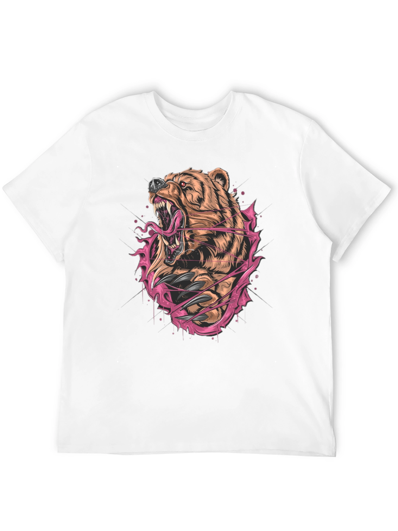 Bear Graphic Print Black T-Shirt