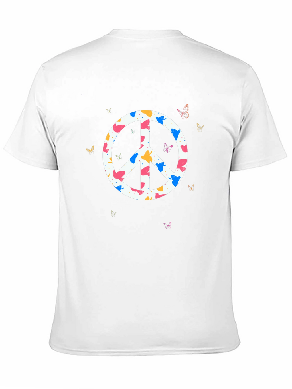 Peace Sign Butterfly Graphic Tee - Black Cotton T-Shirt