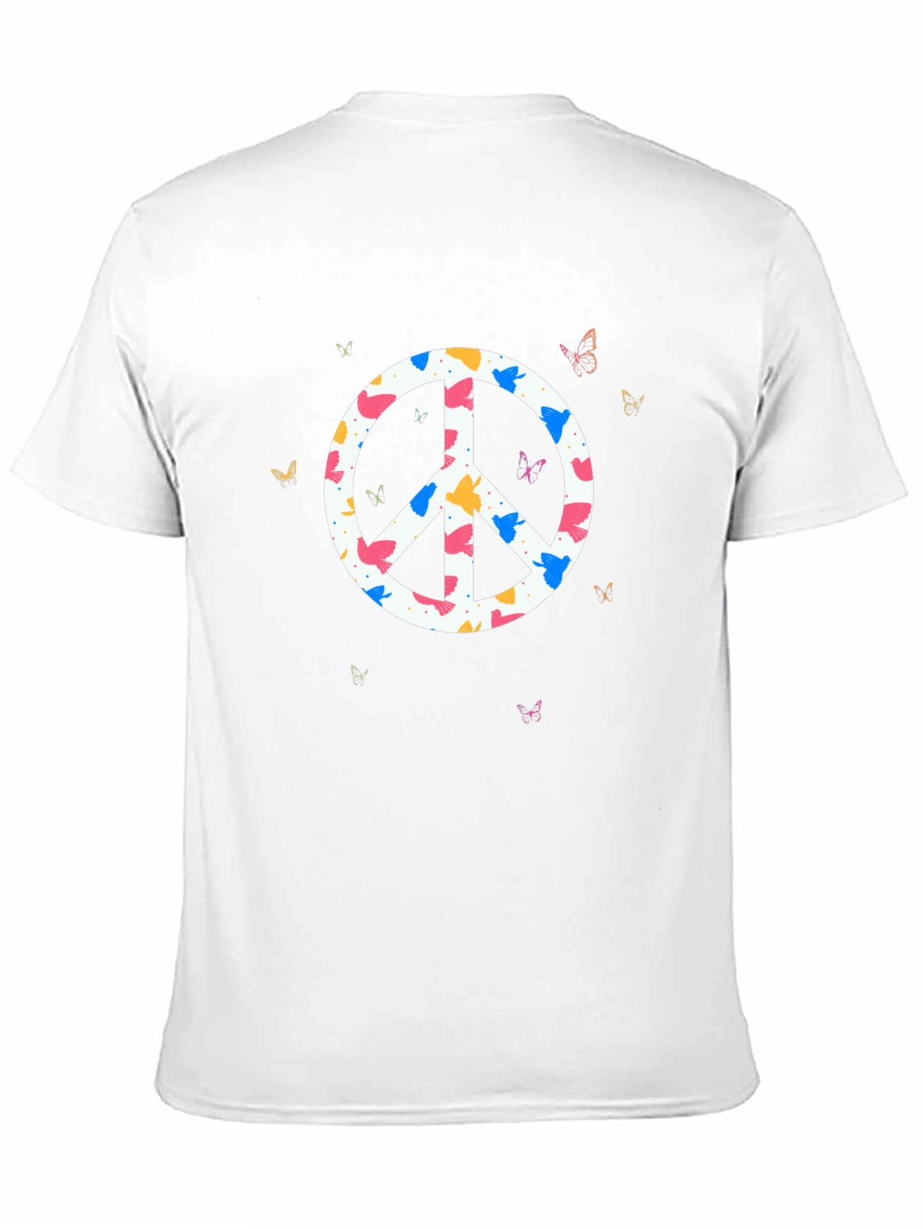Peace Sign Butterfly Graphic Tee - Black Cotton T-Shirt