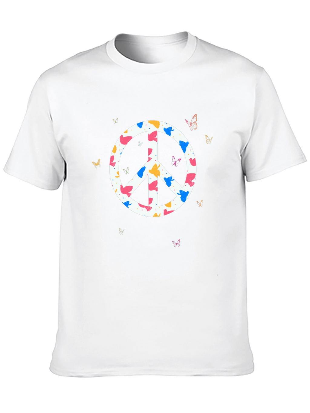 Peace Sign Butterfly Graphic Tee - Black Cotton T-Shirt