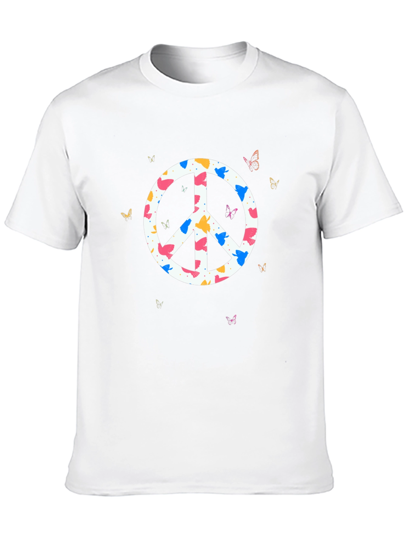 Peace Sign Butterfly Graphic Tee - Black Cotton T-Shirt