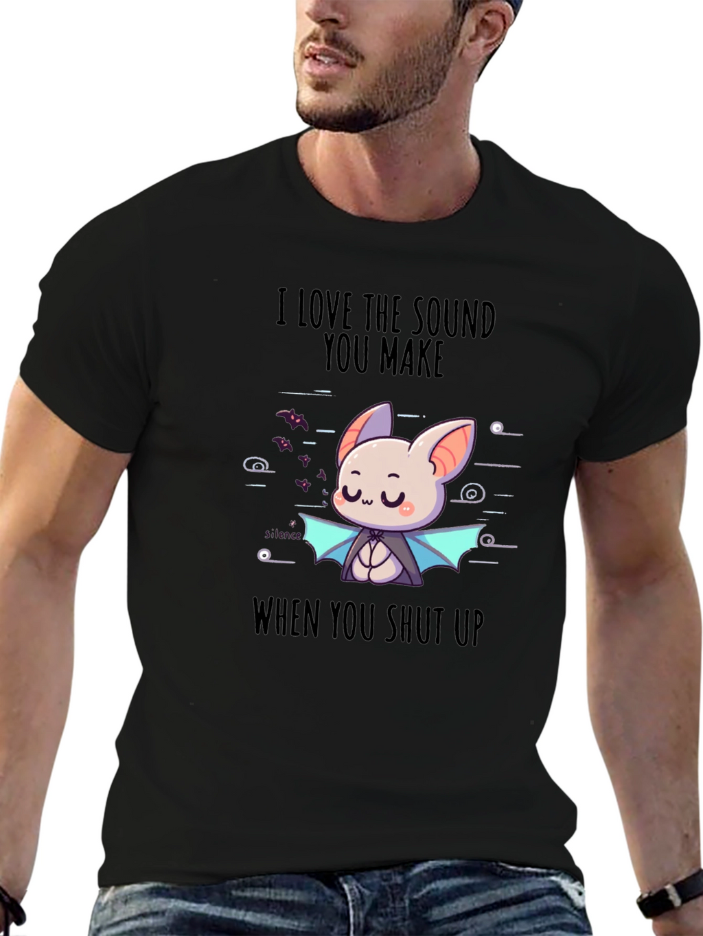Funny Bat Graphic Tee - Shut Up Humor