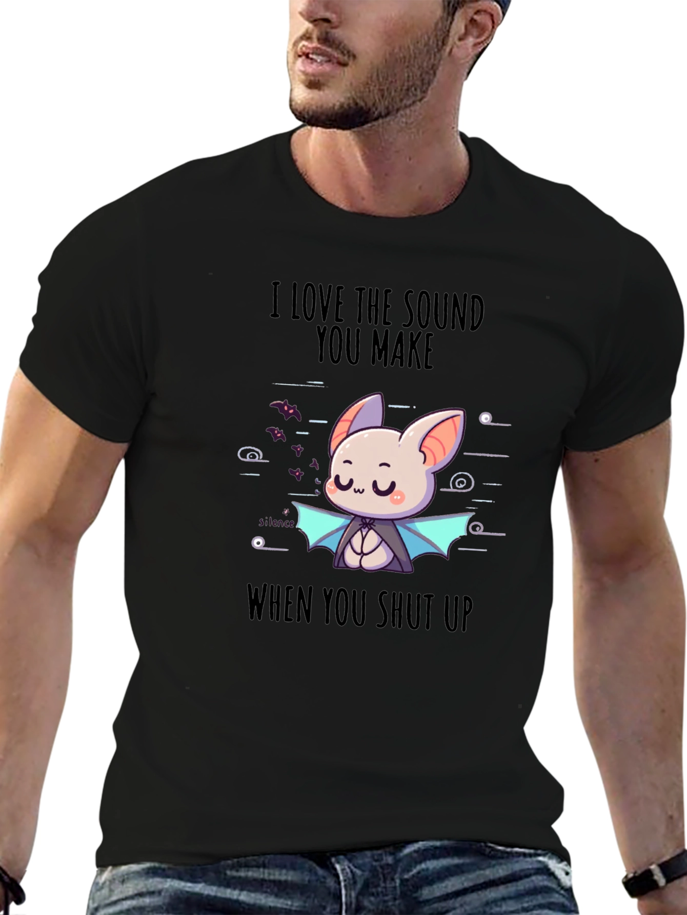 Funny Bat Graphic Tee - Shut Up Humor