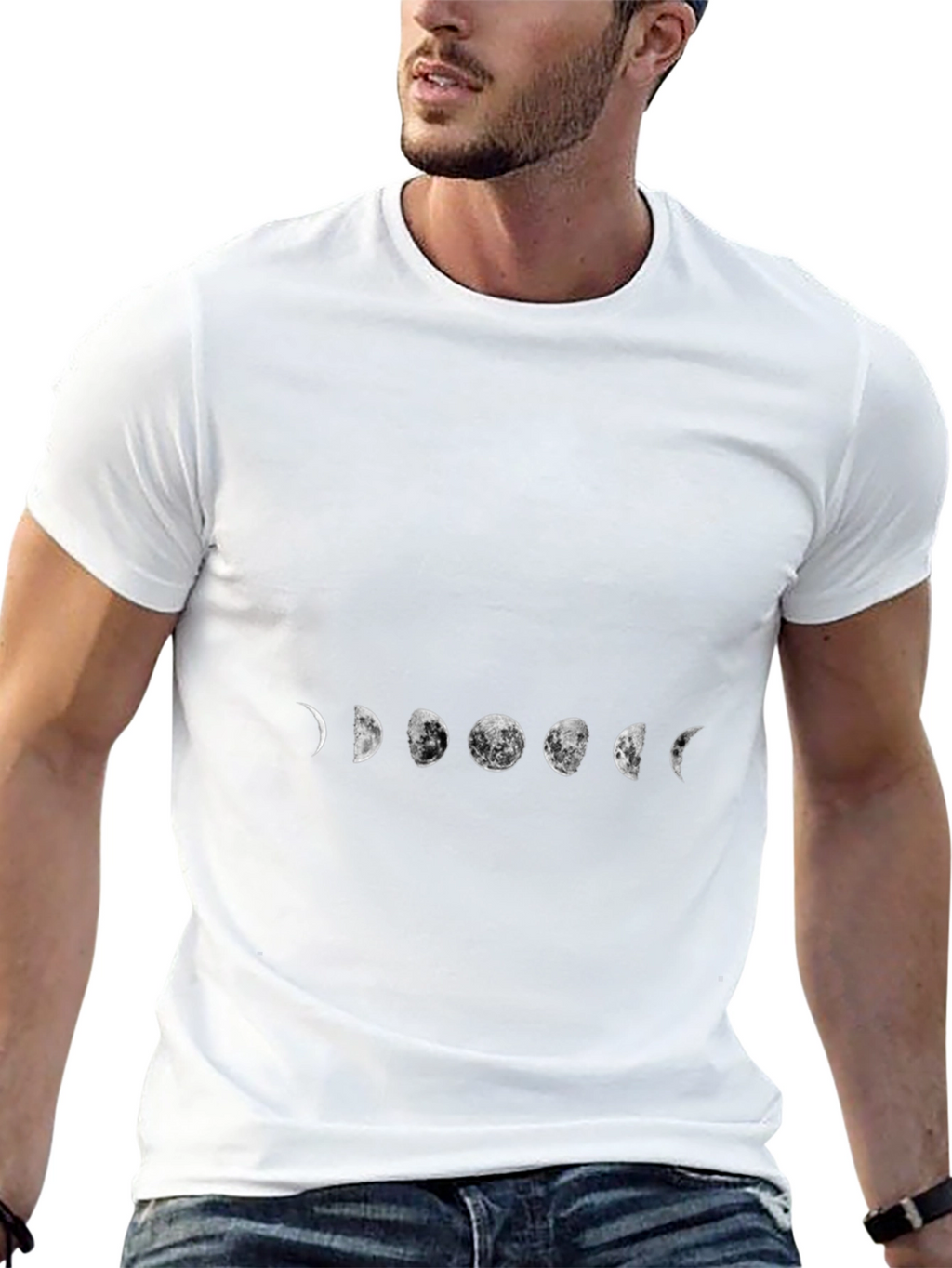 Lunar Phase Graphic Tee - Black Cotton Blend