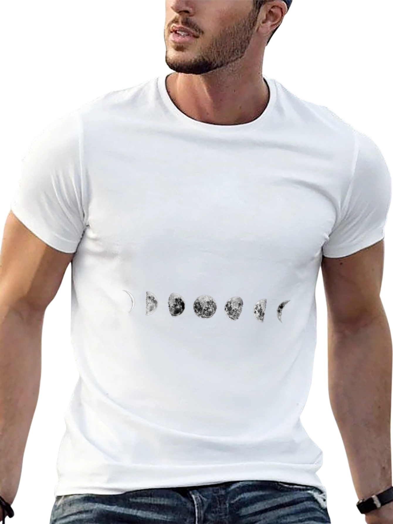 Lunar Phase Graphic Tee - Black Cotton Blend