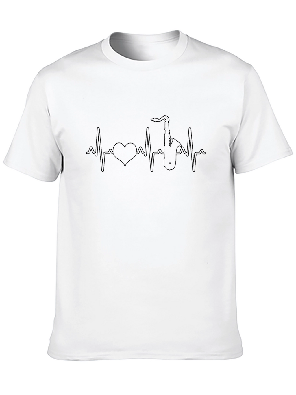 Saxophone Heartbeat T-Shirt - Music Lover Tee