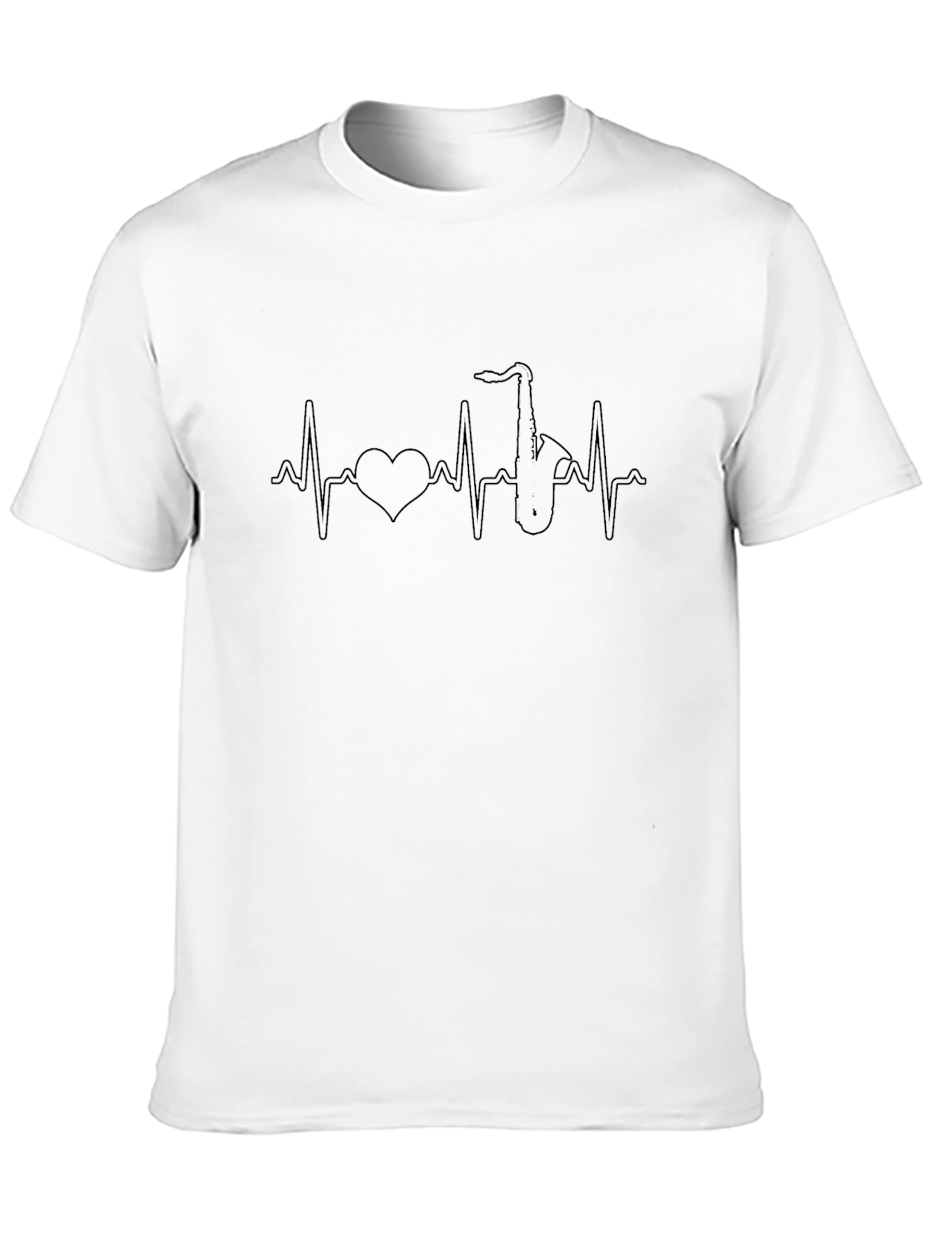 Saxophone Heartbeat T-Shirt - Music Lover Tee