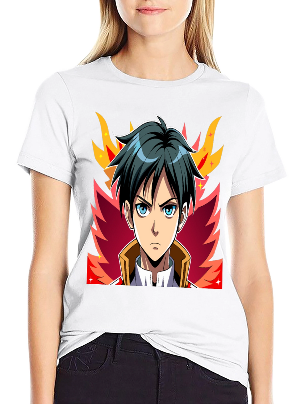Anime Character Graphic Tee - Black