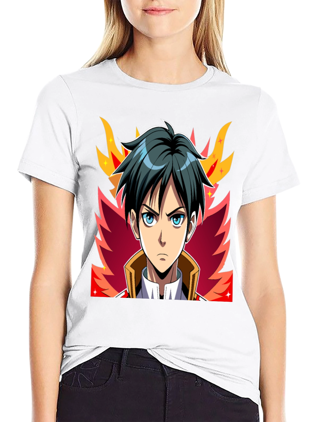 Anime Character Graphic Tee - Black