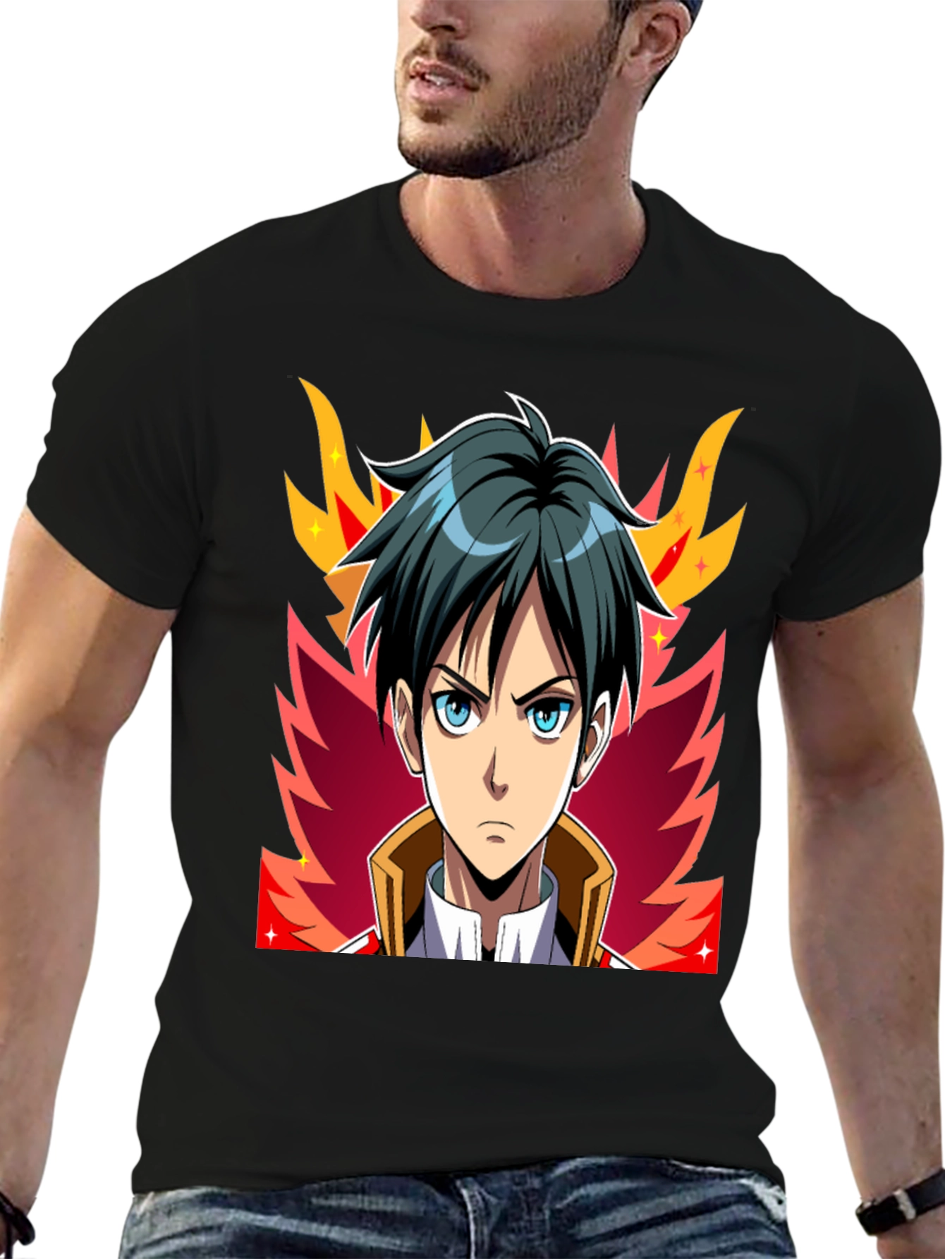 Anime Character Graphic Tee - Black